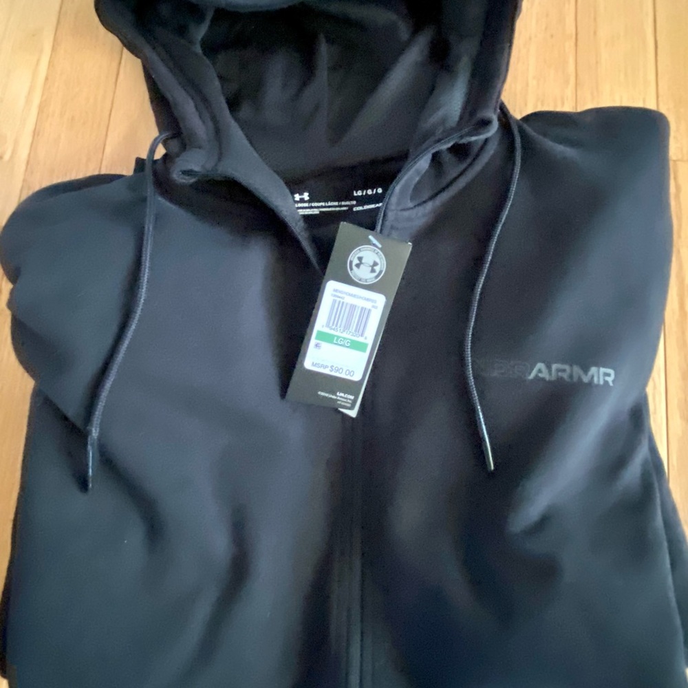 Men’s Black UNDER ARMOUR Coldgear Fleece Zip Hoodie - Large - NEW with Tags!!!